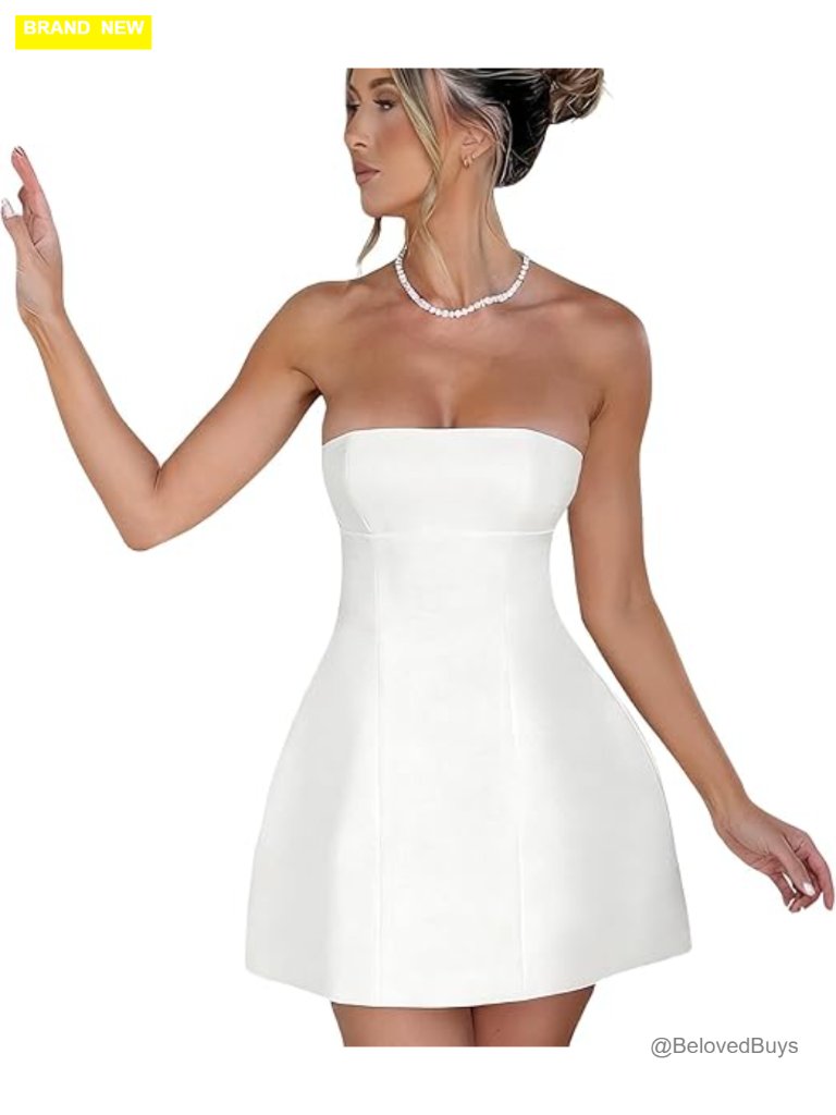 Women's Sexy Strapless Tube A-Line Mini Dress Club Party Bodycon Corset Prom